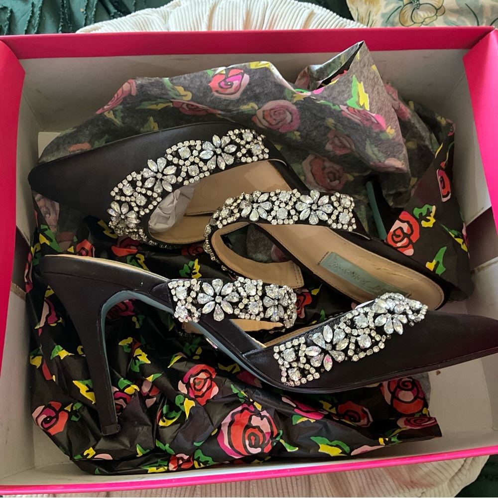 Betsy Johnson Rhinestone Dress Slip on Mules - Picture 7 of 7